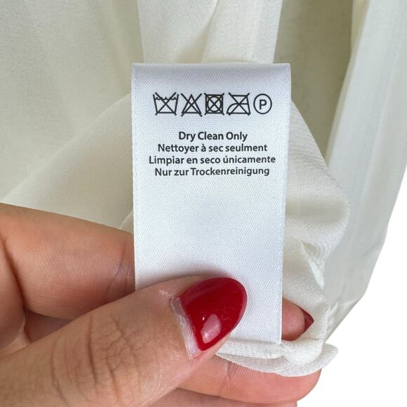 Rachel Zoe NWT Silk Off-White Sheer Long Sleeve Button Up Career Designer Blouse - Picture 13 of 13
